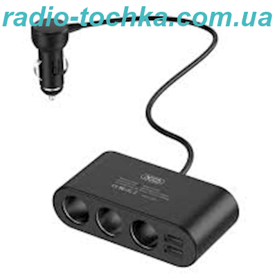 Автомобільний розгалужувач трійник 120W із USB портами