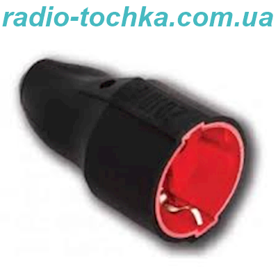Гніздо штепсельне каучукове iз заземленням 16А 250V чорне