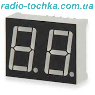 Індикатор зелений 0.36" 2-х циферний ЗК (3621-ASG) чорний фон