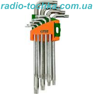 Ключи torx 9шт. T10-T50мм CrV средние с отверстием