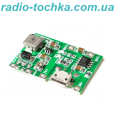 Модуль зарядки акумуляторiв Li-ion 3.7V підвищуючий, max2A (TP4056) microUSB  з захистом