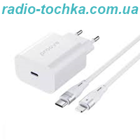 МЗП Proove Silicone Power 2 20W (Type-C) + Cable Type-C to Lightning (1m)(white)