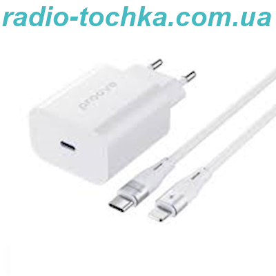 МЗП Proove Silicone Power 2 20W (Type-C) + Cable Type-C to Lightning (1m)(white)
