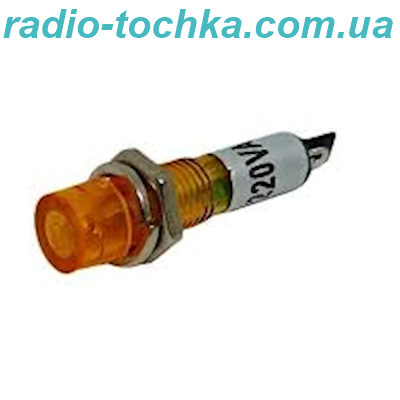 Неонова лампочка 220V D=8мм жовта