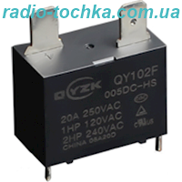 QY102F-024dc-HS 20A 1A coil 24VDC реле