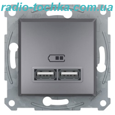 Розетка USB Shneider-Electric Asfora, сталь