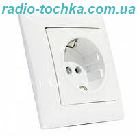 Розетка вбудована із з/к 16А 250V біла