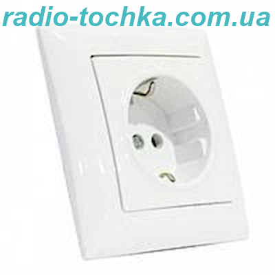 Розетка вбудована із з/к 16А 250V біла