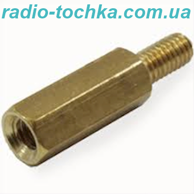 Стійка металева шестигранна H=12мм M3 гвинт-гайка латунь
