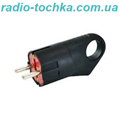 Вилка каучукова кутова iз заземленням 16А 250V HOROZ чорна