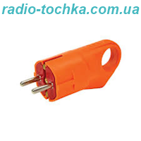 Вилка каучукова кутова iз заземленням 16А 250V помаранчева