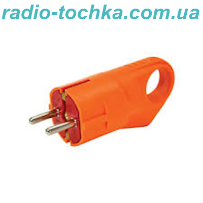 Вилка каучукова кутова iз заземленням 16А 250V помаранчева