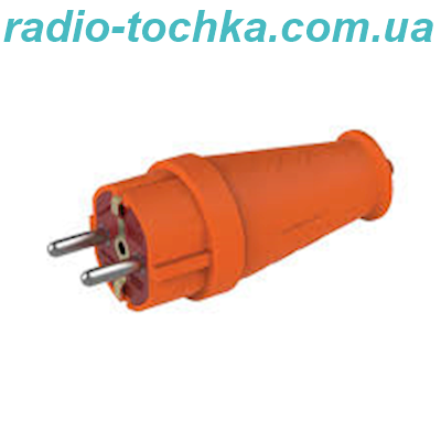Вилка каучукова пряма iз заземленням 16А 250V помаранчева