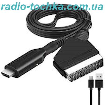 Адаптер-конвертер шт.SCART in шт.HDMI + шнур USB x microUSB