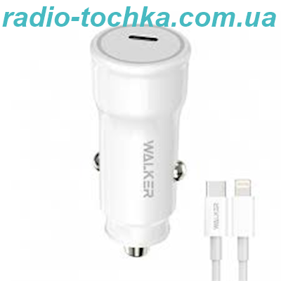 АЗП (адаптер) PD_30W WALKER WCR-63 + шнур шт.Type-С x шт.Lightning white