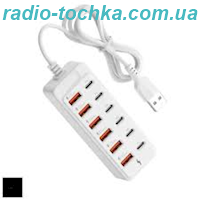 Хаб концентратор на 6 портів USB + 6 PD живлення USB