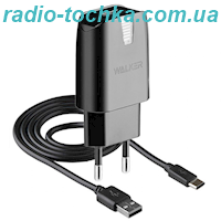 МЗП 2в1 WALKER WH-21 1USB / 2.1A + Data Cable USB to Lightning black