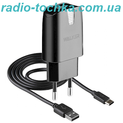 МЗП 2в1 WALKER WH-21 1USB / 2.1A + Data Cable USB to Lightning  black