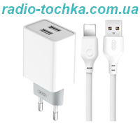 МЗП  XO L65 2USB/ 2.4A + Data Cable USB to Type-C white