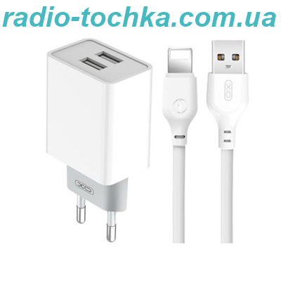 МЗП  XO L65 2USB/ 2.4A + Data Cable USB to Type-C white
