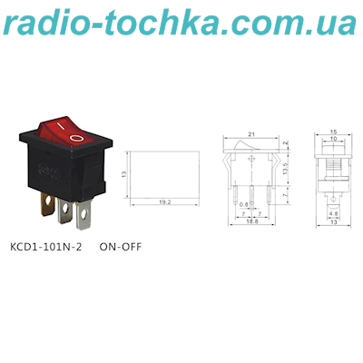 Переключатель неон (3с) KCD1-10N-2 (6A 250VAC 15x21(13x19)