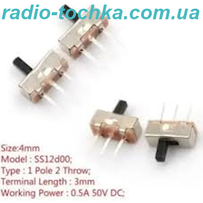 Перемикач повзунковий SS12D00G4 SS12D00 SS12D00G3 3pin 1P2