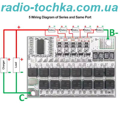 Плата захисту/балансування  LiFePo4 PCB(BMS) 5s 18V 100A