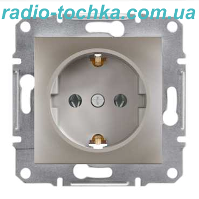 Розетка Asfora 1-а з контактом  з зазем. бронза