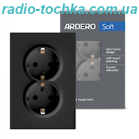 Розетка подвійна Ardero ER122-B Soft 16А із заземленням чорна