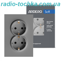 Розетка подвійна Ardero ER122-G Soft 16А із заземленням сіра