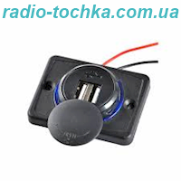 Розетка USB 5V 3.1A подвійний порт накладна, зарядний пристрій 12-24V