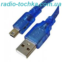 Шнур шт.USB x шт.mini USB 1.4м прозорий синій з фільтром