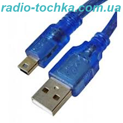 Шнур шт.USB x шт.mini USB 1.4м прозорий синій з фільтром