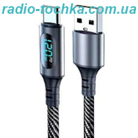 Шнур шт.USB x шт.Type-C 120W c цифровим LED індикатором потужності 2м нейлонова тканина