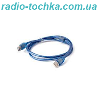 Шнур шт.USB x шт.USB 1.4м  прозорий синій з фільтром