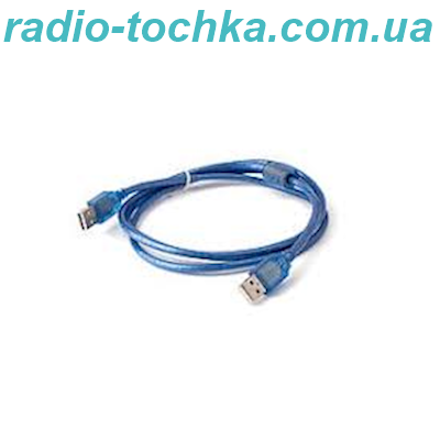 Шнур шт.USB x шт.USB 1.4м  прозорий синій з фільтром