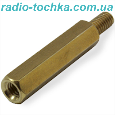 Стійка шестигранна H=25мм+8мм M3 гвинт-гайка латунь