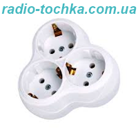 Трійник круглий iз з/к 16A 250V бiлий