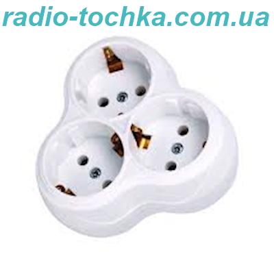 Трійник круглий iз з/к 16A 250V бiлий