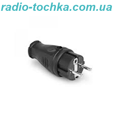 Вилка каучукова пряма iз заземленням TITANUM чорна 16А 220V