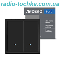 Вимикач 2-клавішний Ardero EV112L-B Soft 10А з підсвіткою чорний
